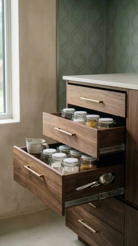 Bay-style baskets for chic and functional pantry decor