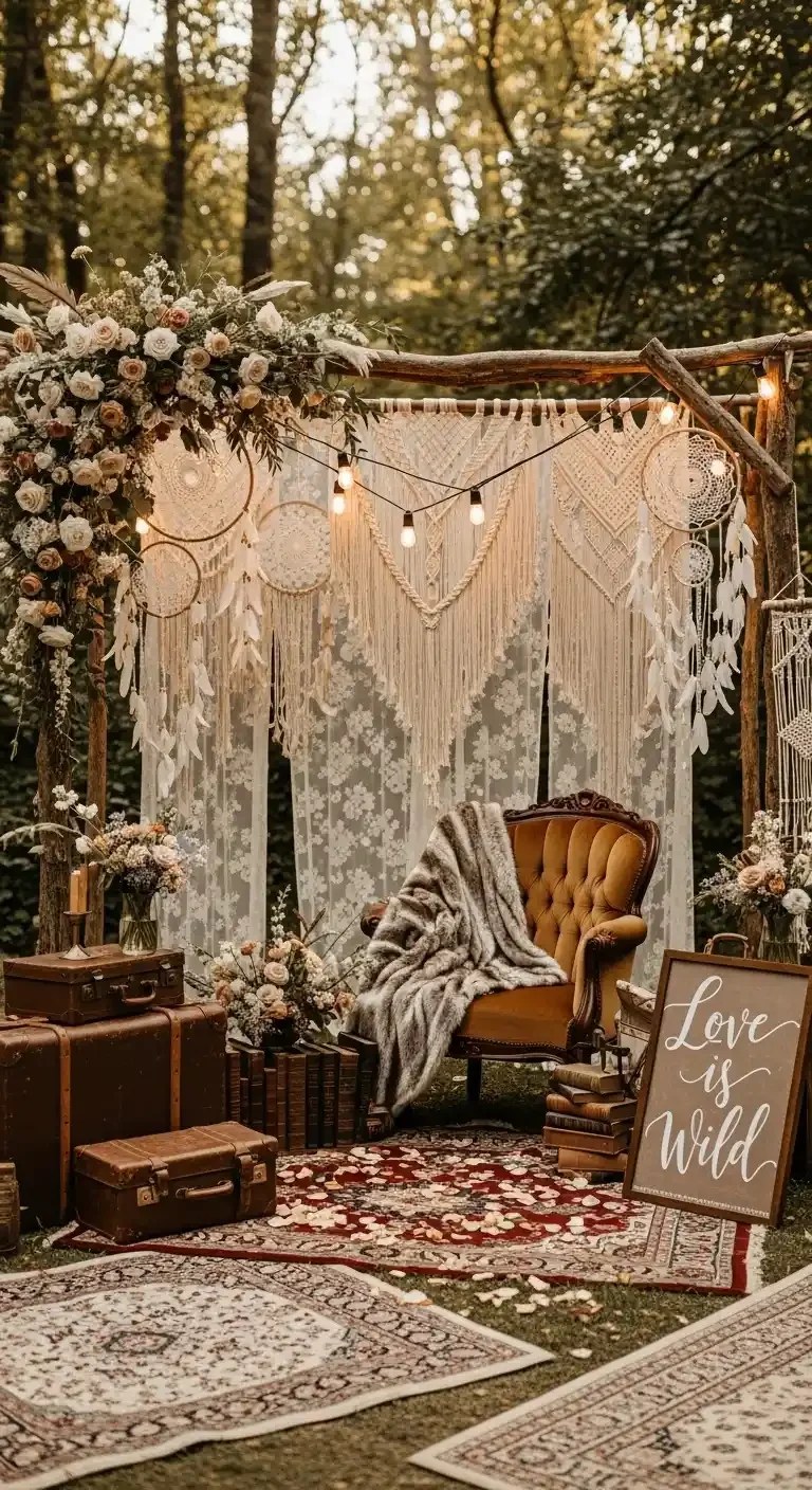 Dramatic floral arch for wedding ceremonies