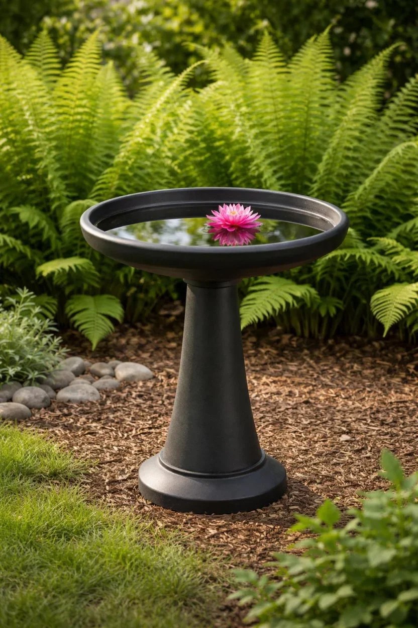 Sculptural fire pit surrounded by inviting outdoor seating.