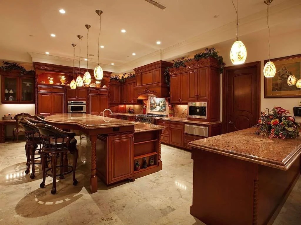 Gorgeous coastal kitchen island setup with oceanic details