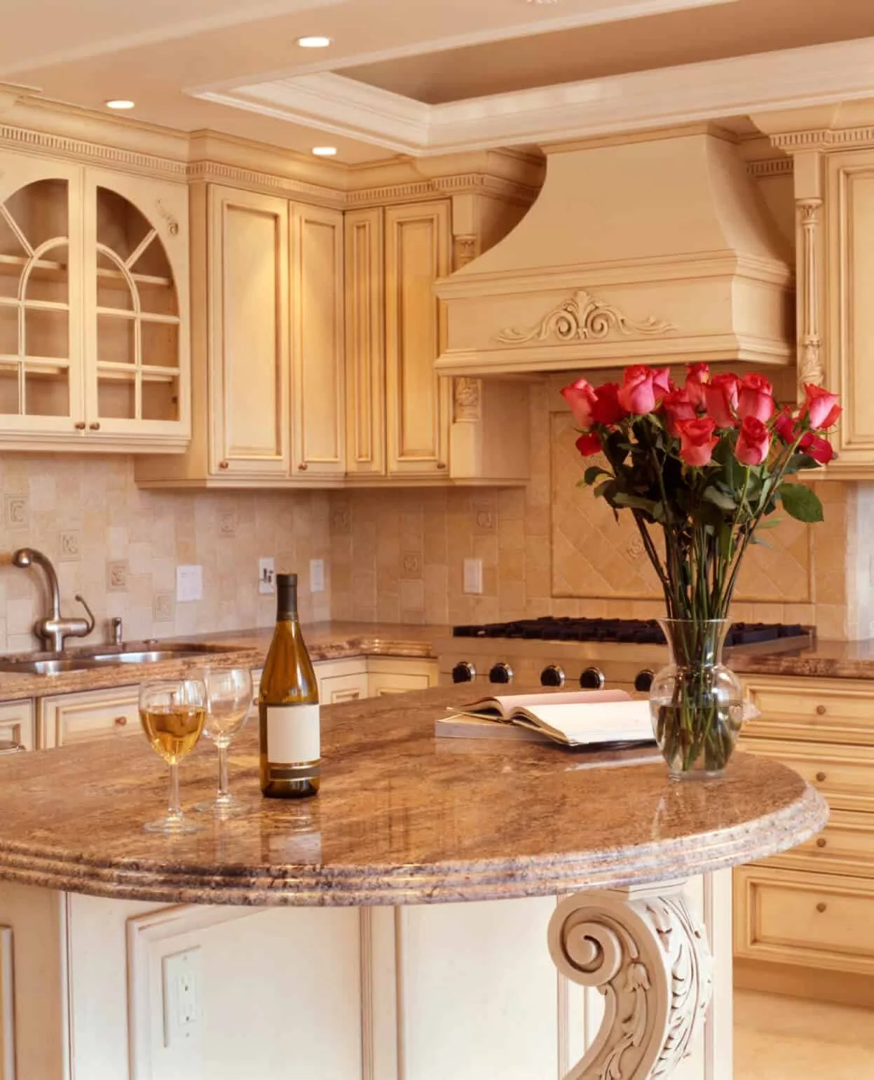 Stunning industrial kitchen island featuring metal finishes