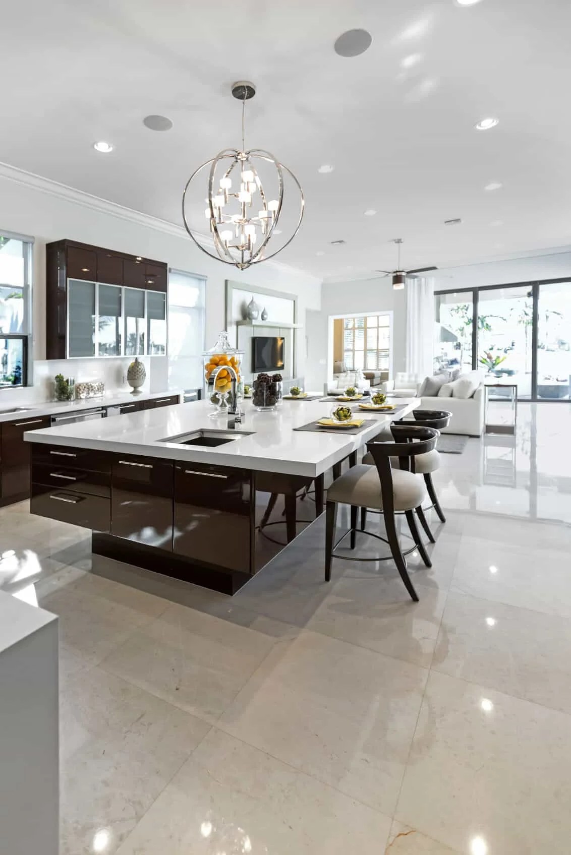 Scandi-inspired kitchen island promoting simplicity and light