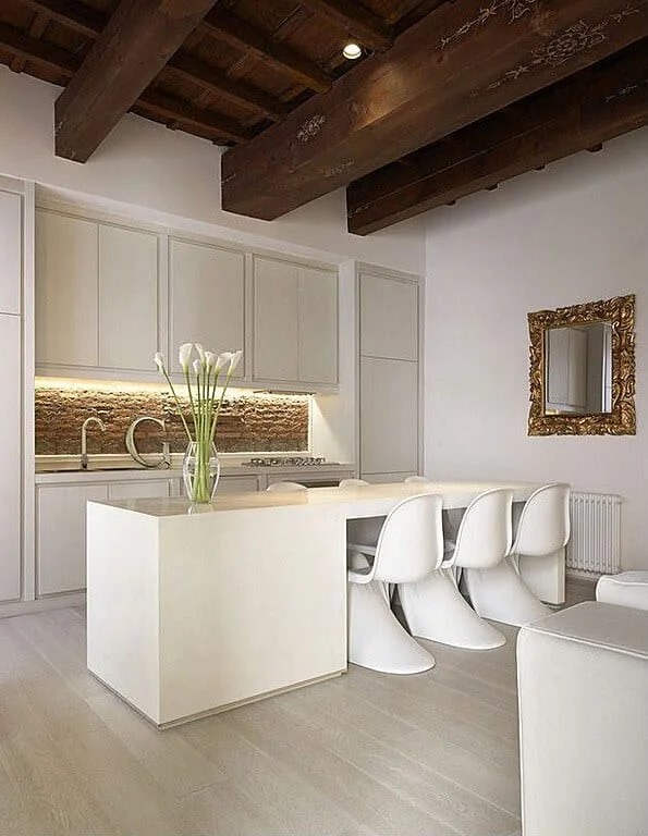 Unique artsy kitchen island exhibiting creative designs