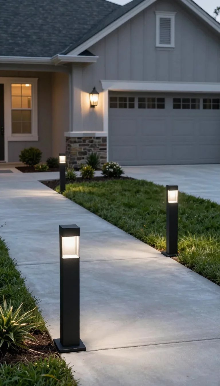 Traditional post lights flanking a welcoming front entrance
