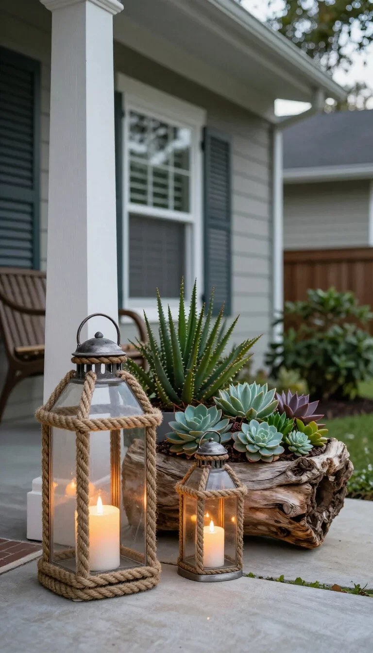 Beautifully lit deck featuring stylish front yard lighting ideas