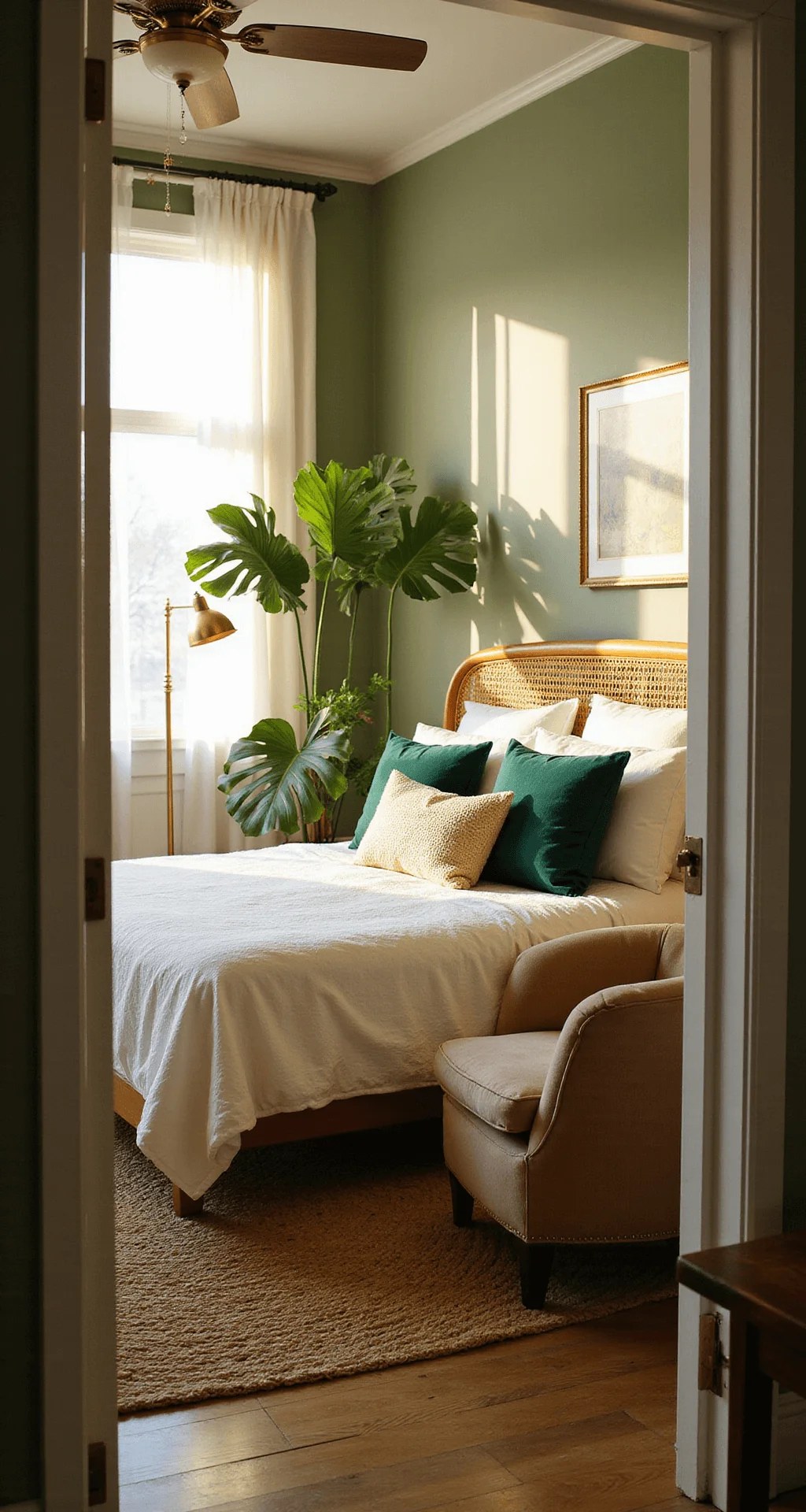 Chic rattan accents adding warmth and character to a room