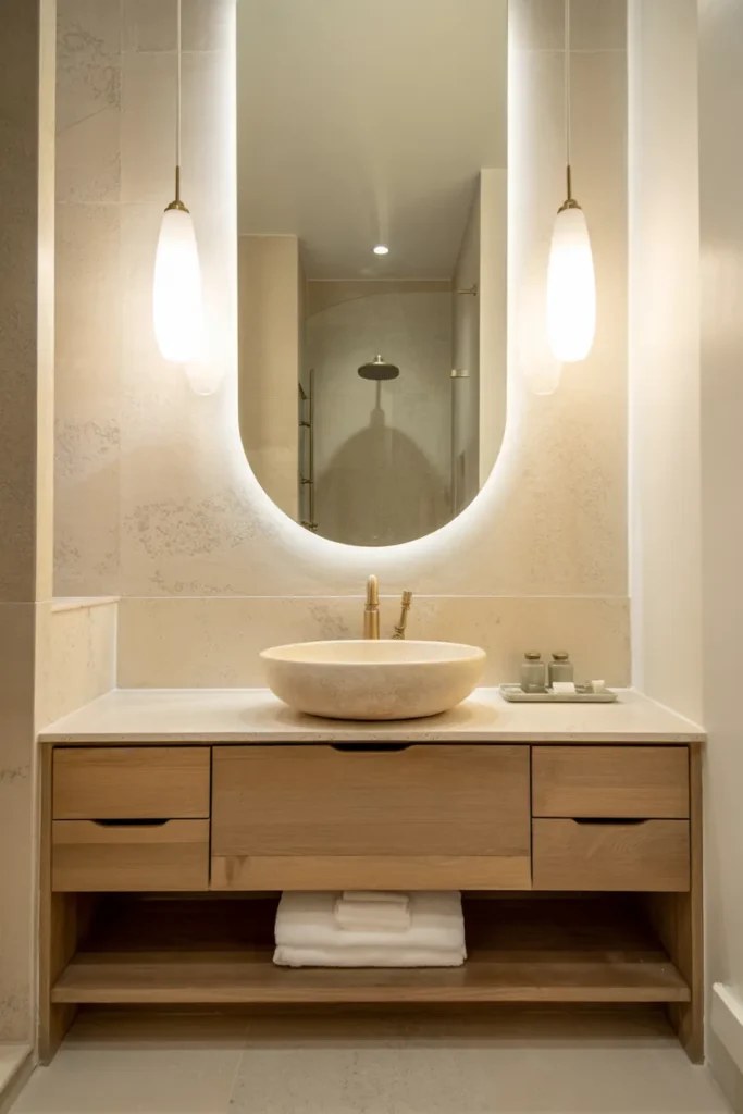 Elegant writing desk integrated in luxury guest suite ideas