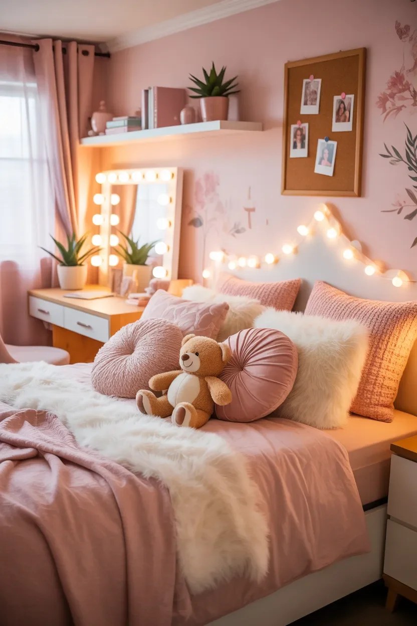 Dreamy bed with a whimsical canopy for relaxation.