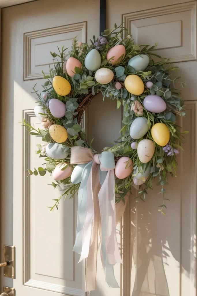 Coastal-themed spring wreath ideas with seashells and coral