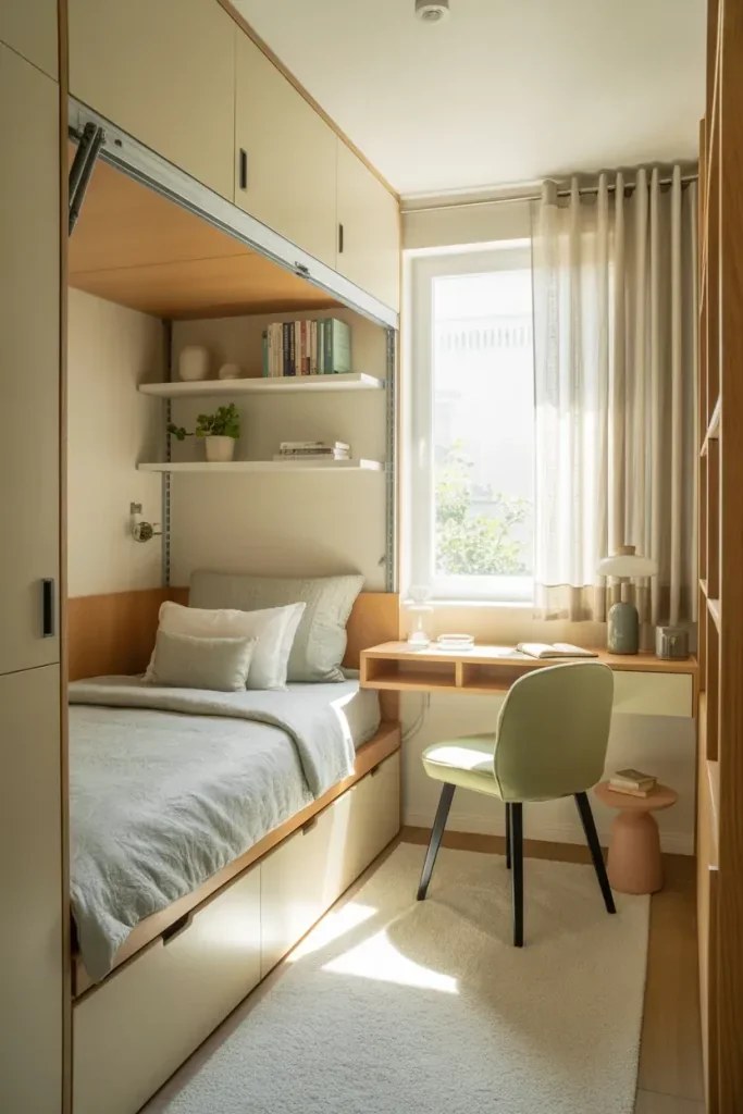 Bright and inviting guest space with warm ambient lighting.