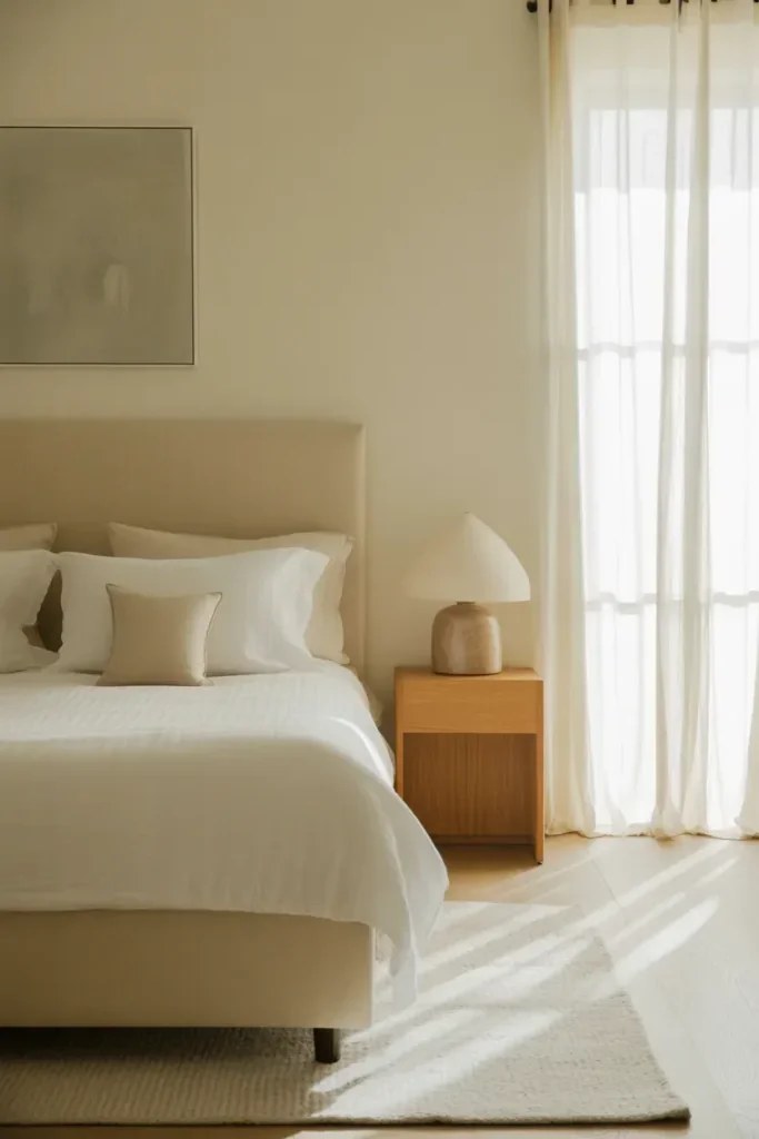 Modern blend of minimalist decor in a stylish guest room.