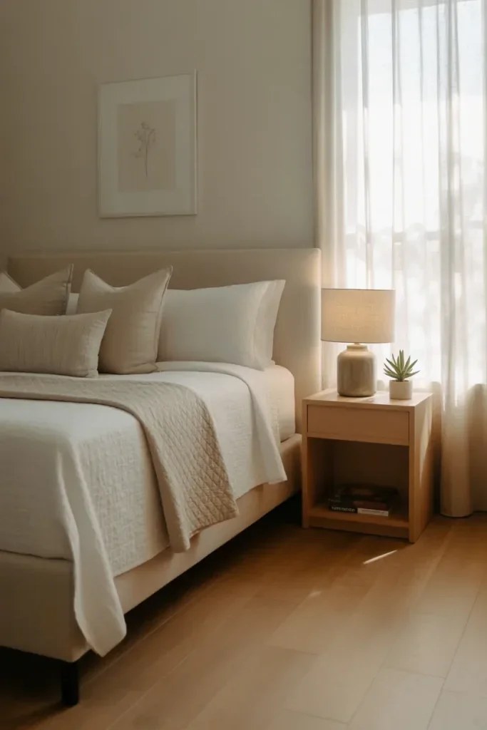 Rustic retreat showcasing wood elements and natural decorations.