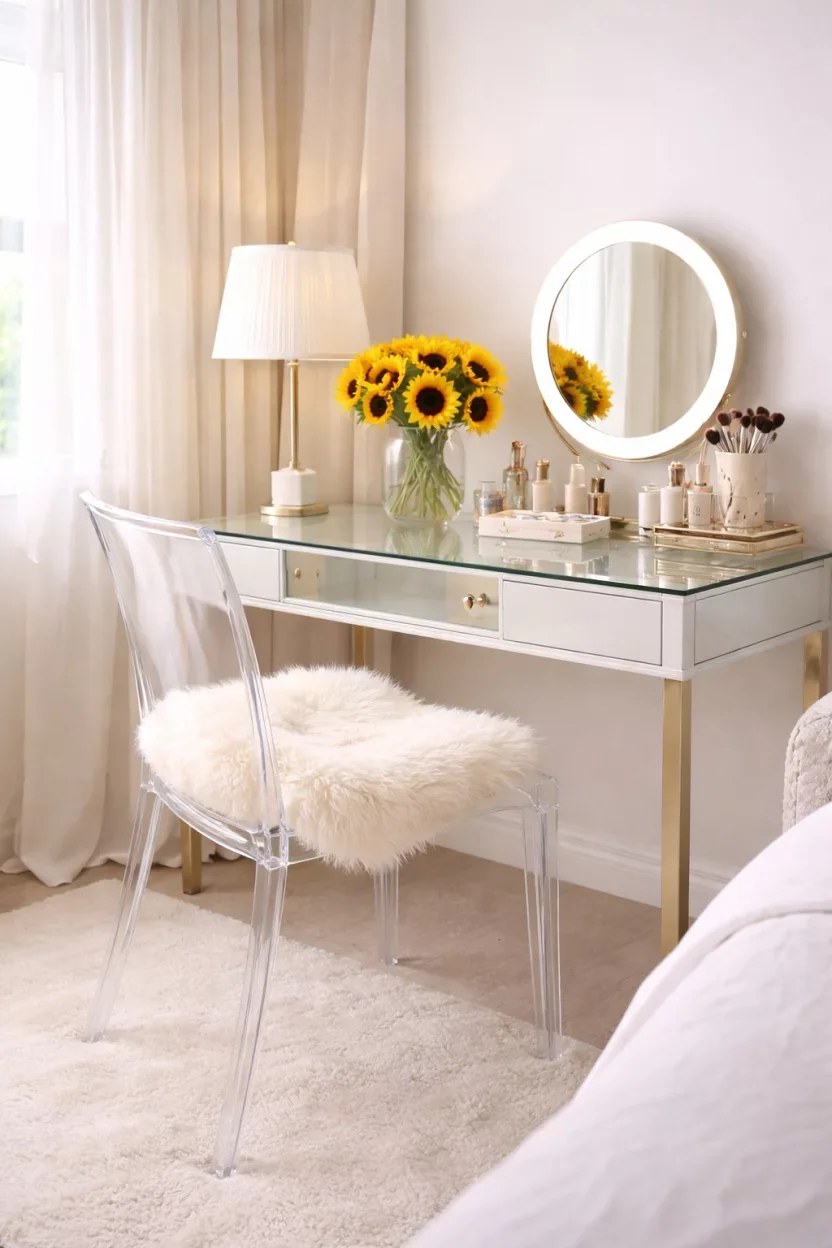 Vintage decor finds arranged gracefully in a bedroom.
