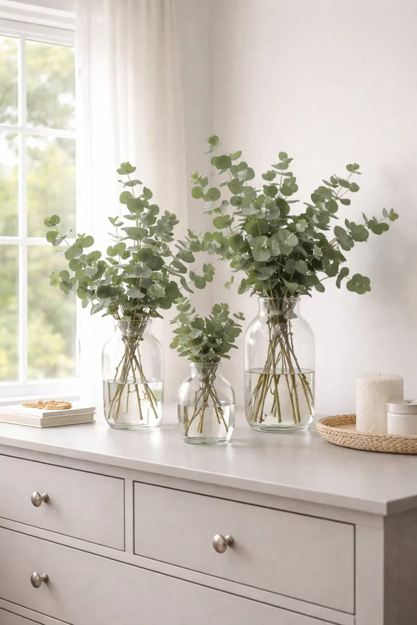 Fresh summer flowers brightening a bedroom corner.