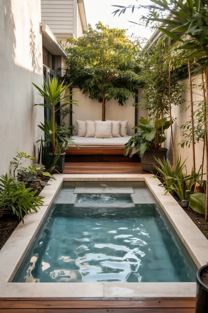 Lavish small plunge pool ideas integrated within modern home architecture