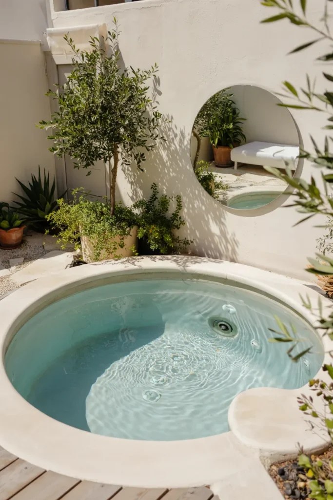 Beach-inspired small plunge pool ideas with soft blue water hues