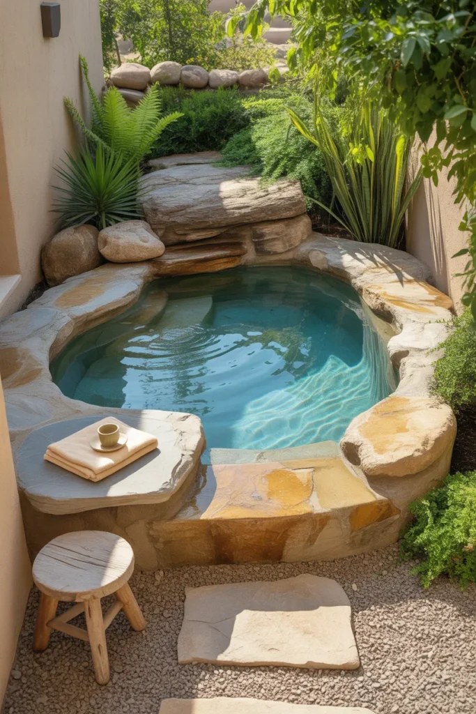 Unique shape small plunge pool ideas for a standout backyard feature