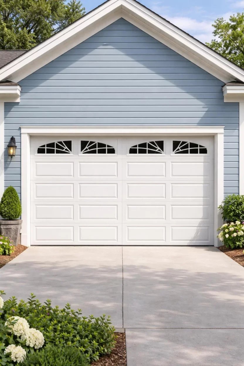 Stylish black steel garage door for timeless sophistication.