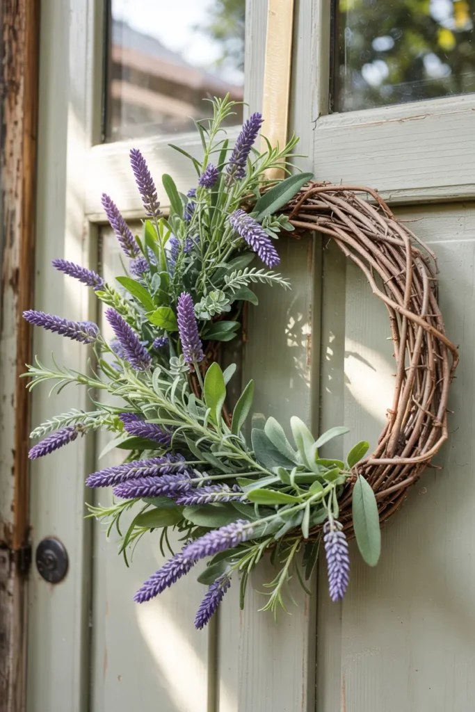 Chic summer wreath ideas using dried eucalyptus and minimalist decor
