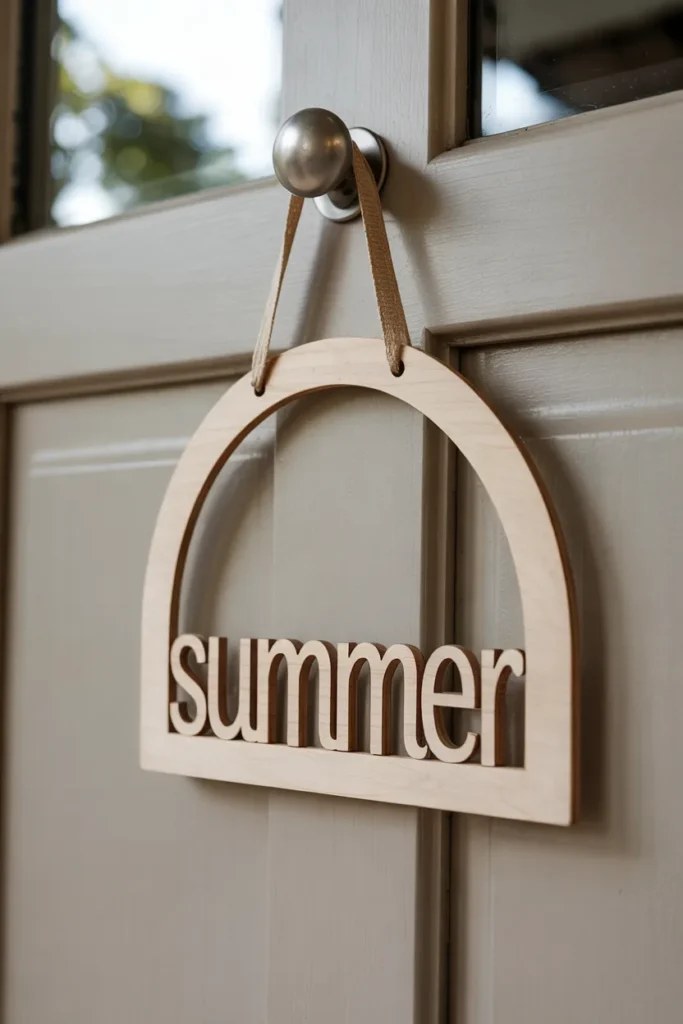 Bright summer door hanger ideas utilizing cheerful graphics and patterns