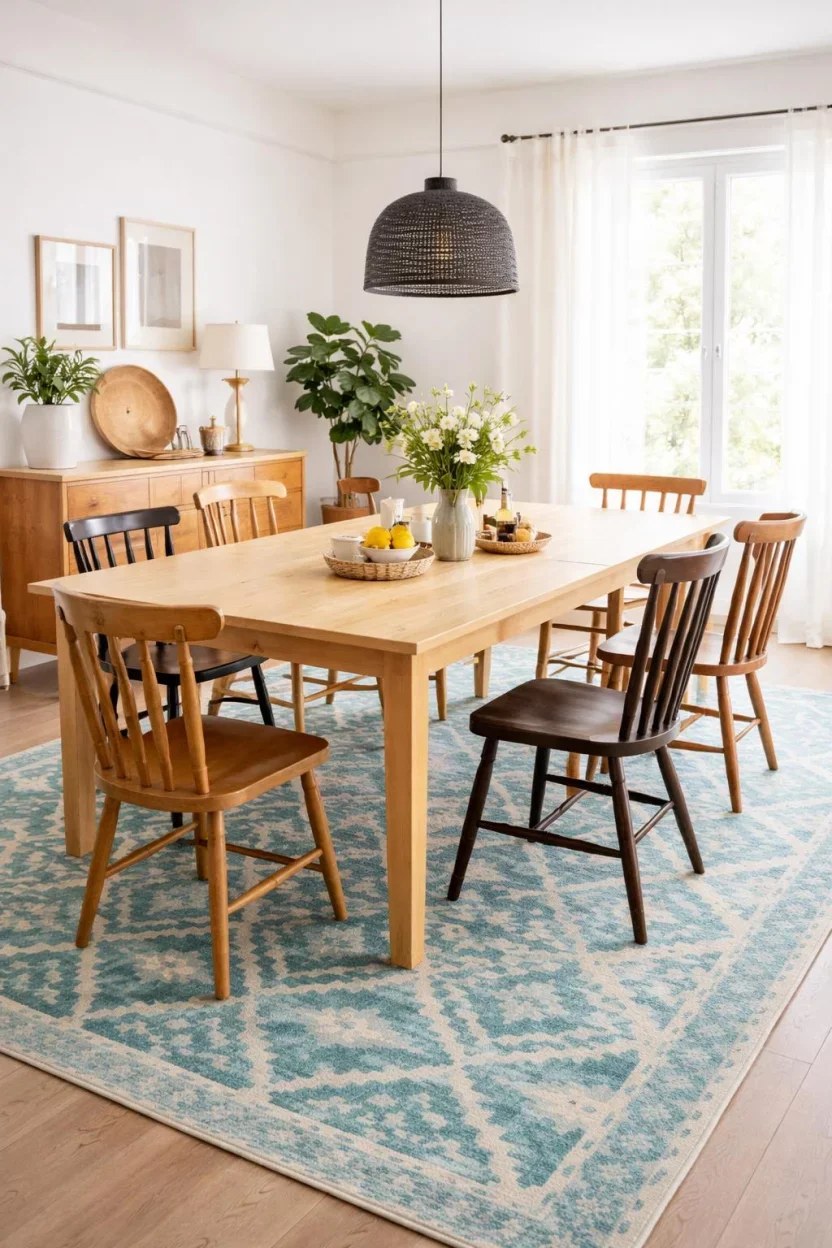 Diverse decor elements harmonizing in a beautifully styled Airbnb