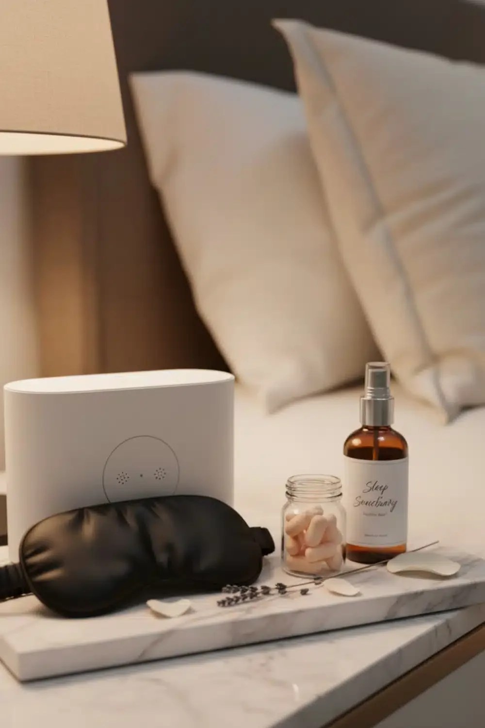 Hidden wall desk setup in a small modern Airbnb bedroom