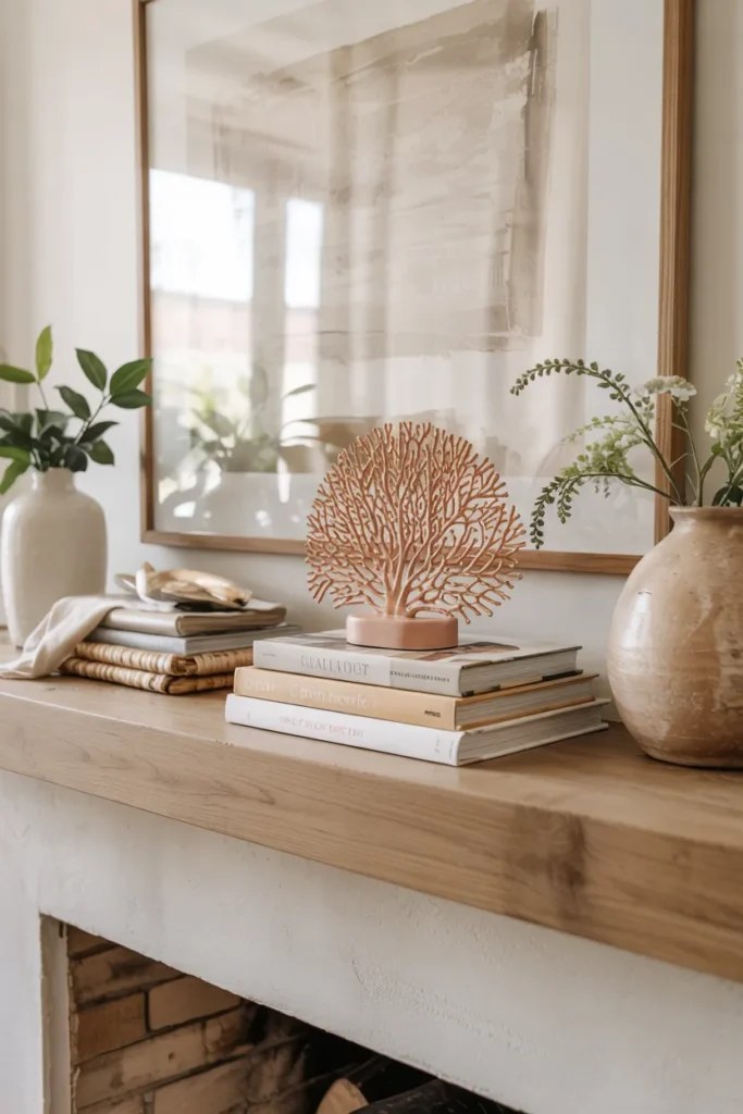 Unique art pieces enriching summer mantel decor ideas