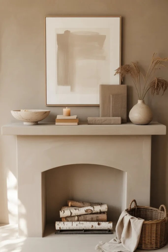 Beautifully styled books adding depth to summer mantel decor ideas