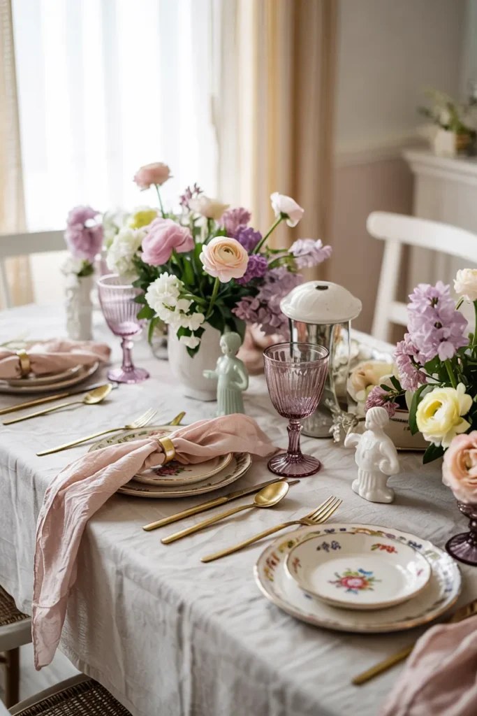 Creative Easter tablescape ideas using DIY decorations and crafts.