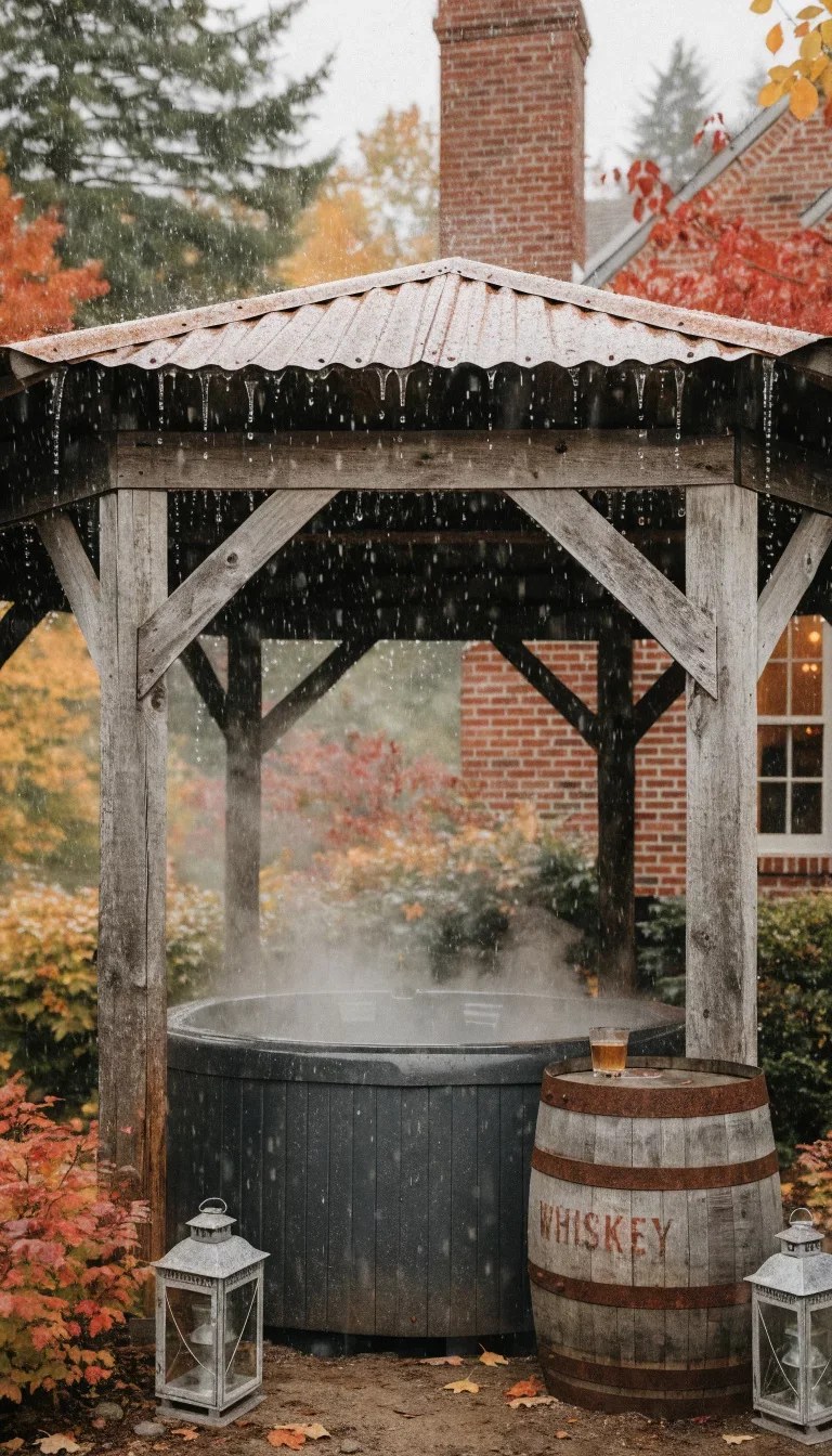 Elegant hot tub gazebo ideas adorned with string lights