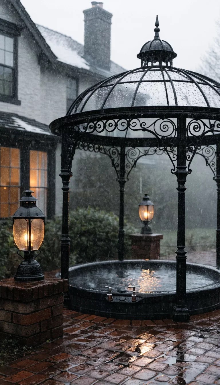 Contemporary hot tub gazebo ideas paired with outdoor decor