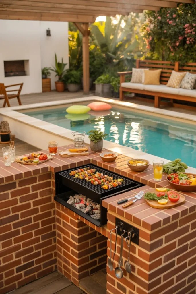 Sleek outdoor BBQ station ideas with modern grilling equipment