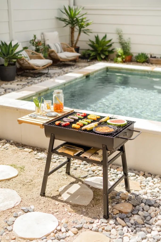 Vibrant outdoor BBQ station ideas with colorful decor accents