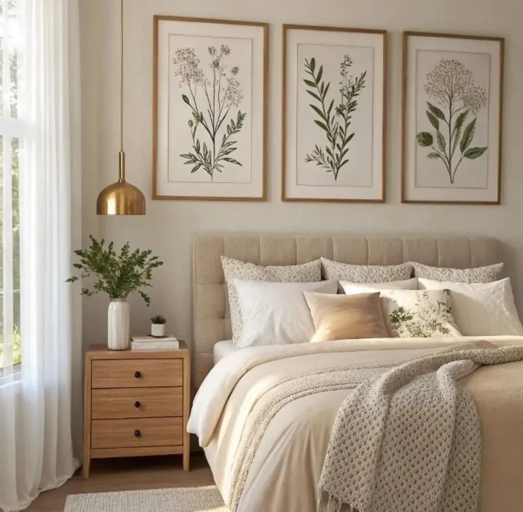 Layered throw pillows showcasing earthy tones and textures.