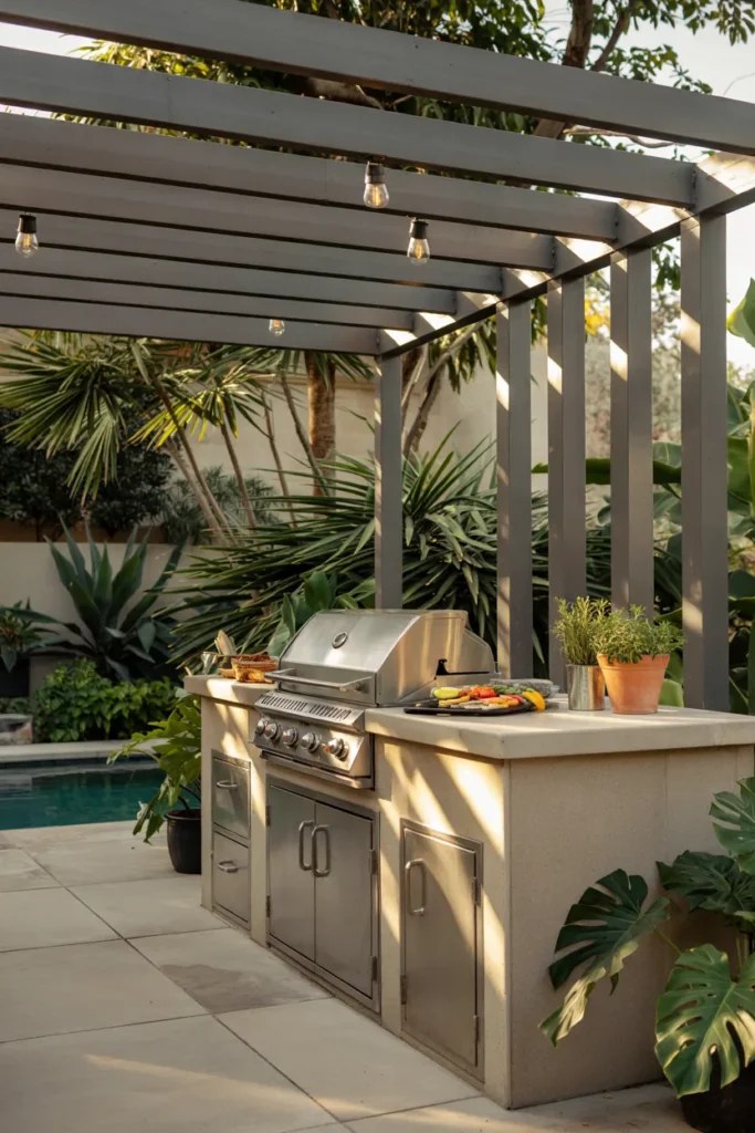 Sophisticated outdoor BBQ station ideas using quality materials