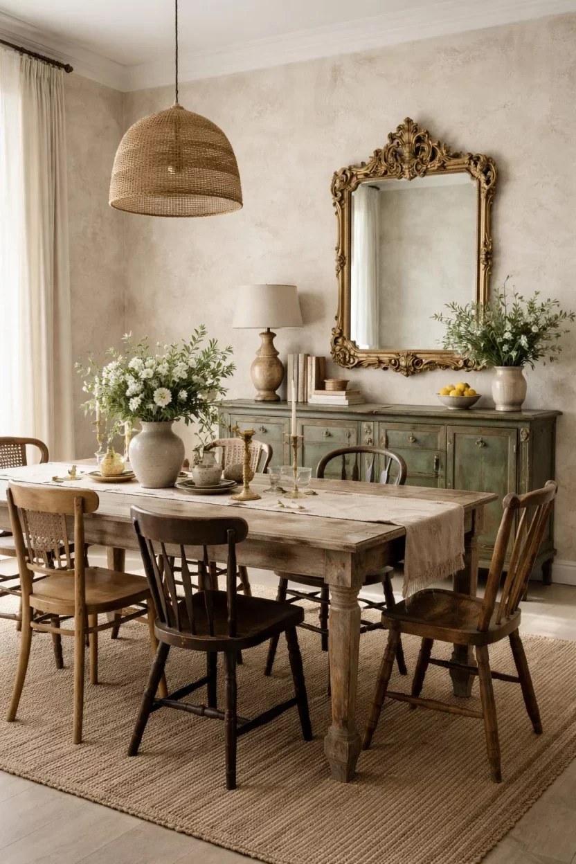 Teal walls paired with nautical themed dining decor.