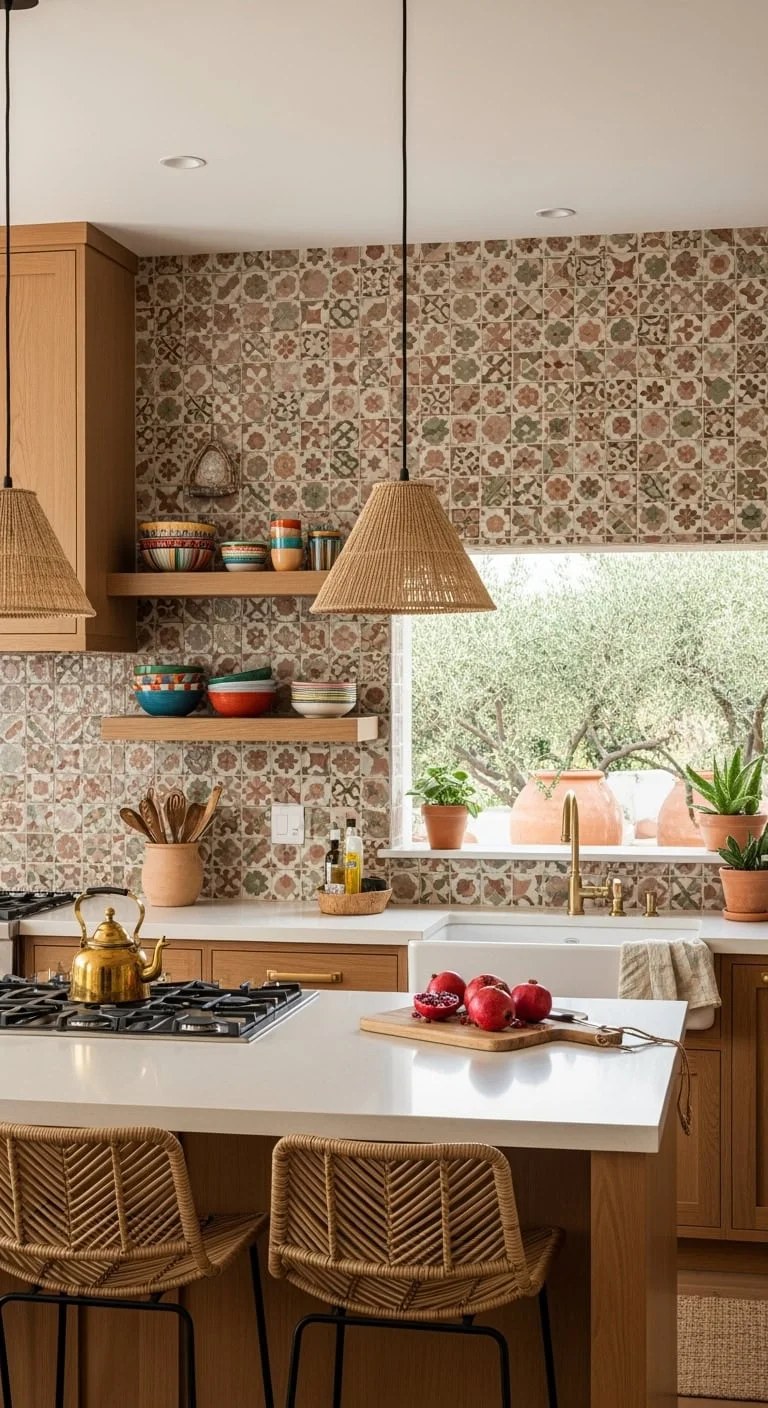 Mixed metal accents enhancing rustic appeal in kitchen design
