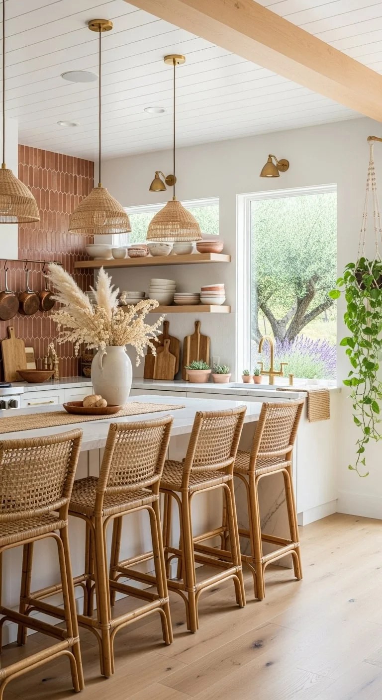 Cozy seating arrangement promoting conversation in a kitchen
