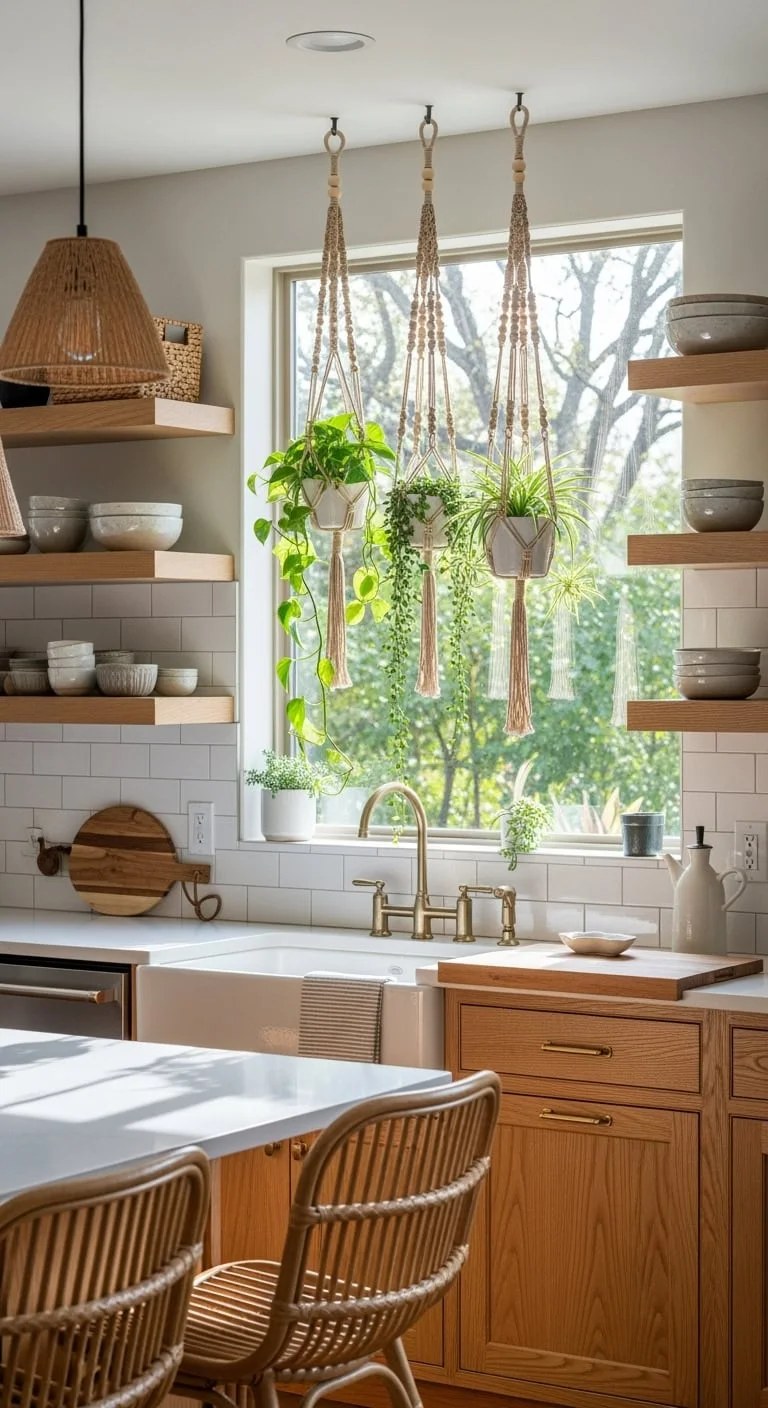 Earthy wall colors creating serene backdrop for rustic kitchens
