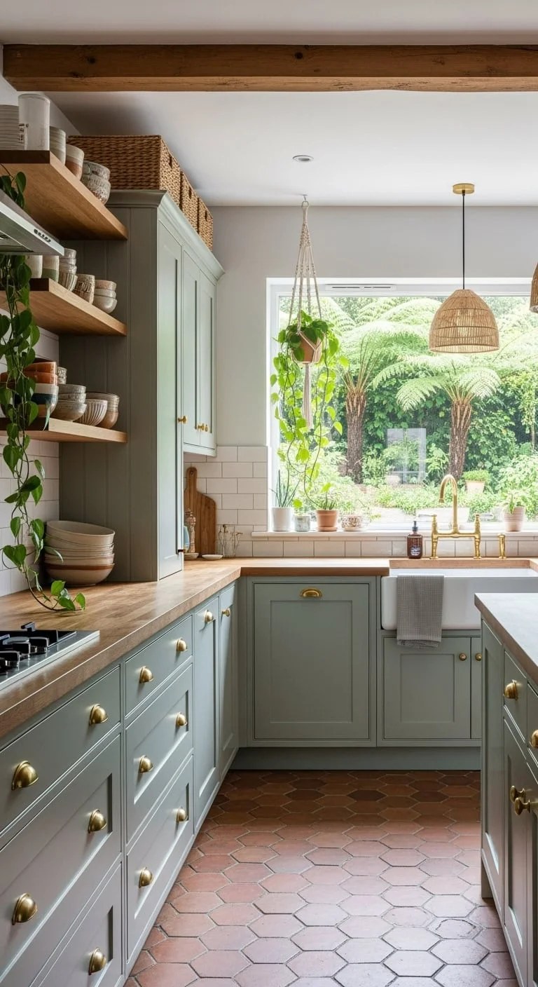 Farmhouse sink as a centerpiece in a warm rustic kitchen