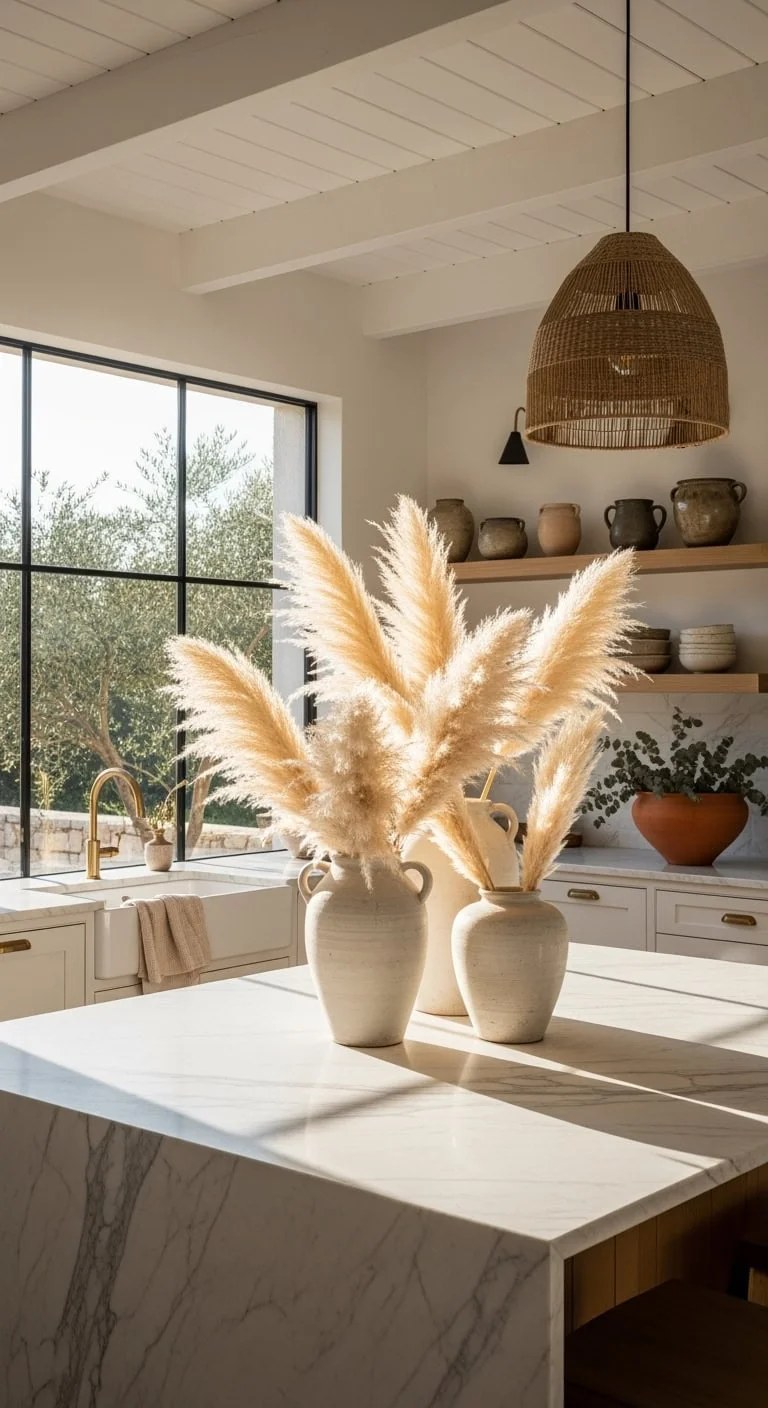 Rustic chandelier adding character to a cozy kitchen space