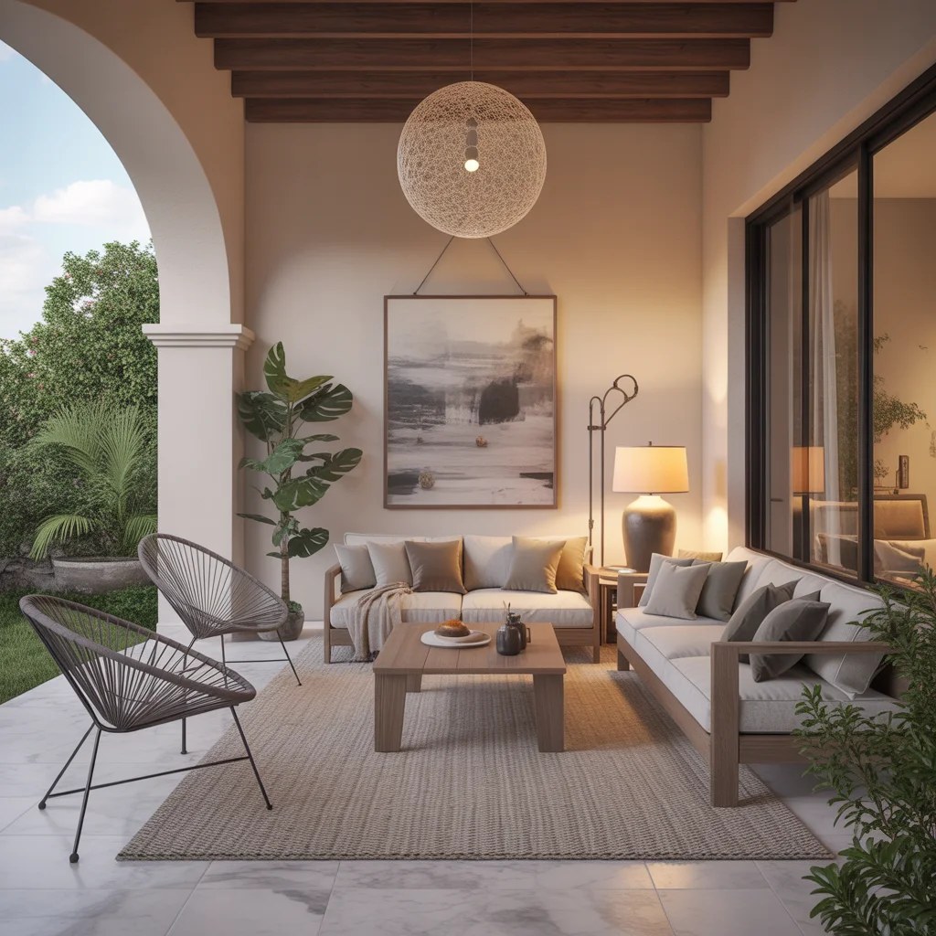 Cozy living room with playful accented furniture.