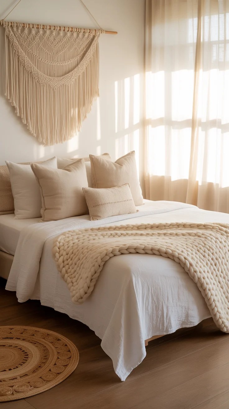 Layered textiles add warmth and depth in the design
