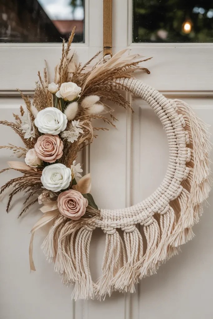 Artistic summer door hangers themed around ocean waves and driftwood