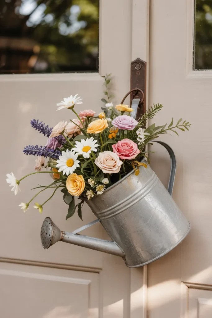 Chic summer door hangers featuring metallic accents and bright colors