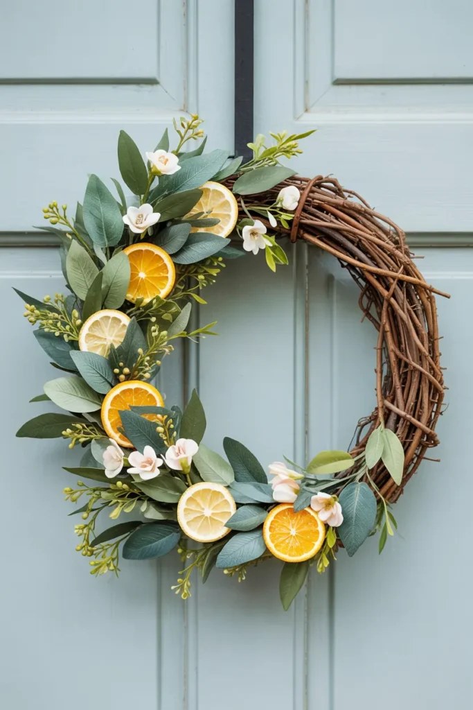 Elegant summer wreath ideas adorned with pastel blooms and ribbons