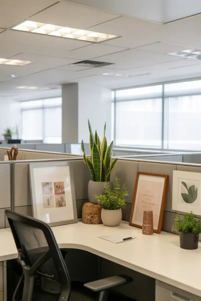 Indoor plants arranged on a desk bringing freshness to the workspace