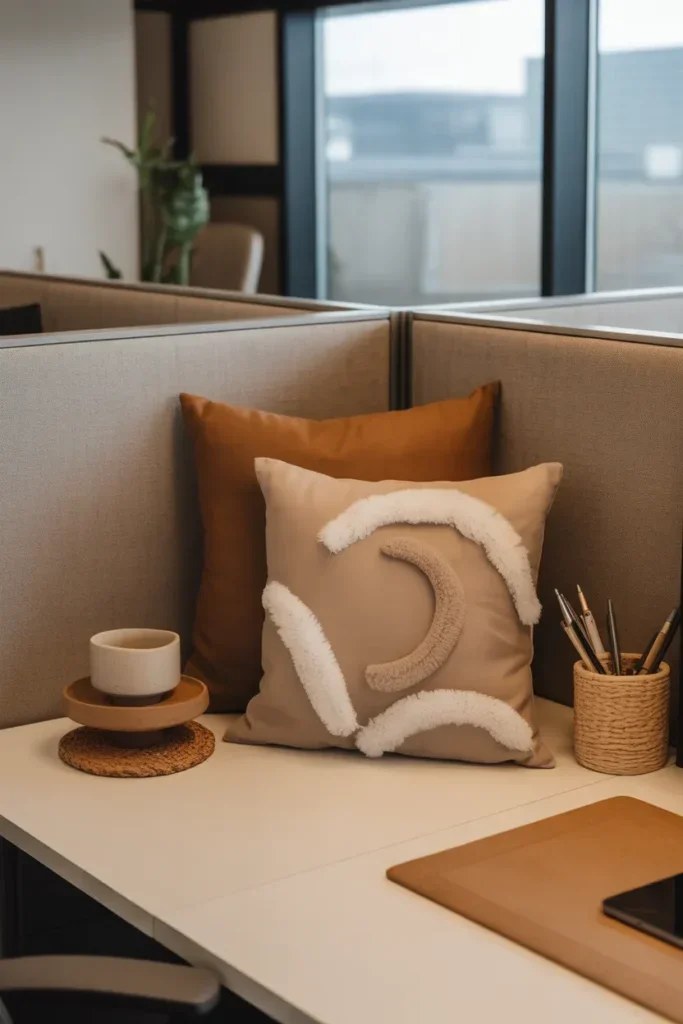 Warm ambient lighting setting a comforting mood for the desk