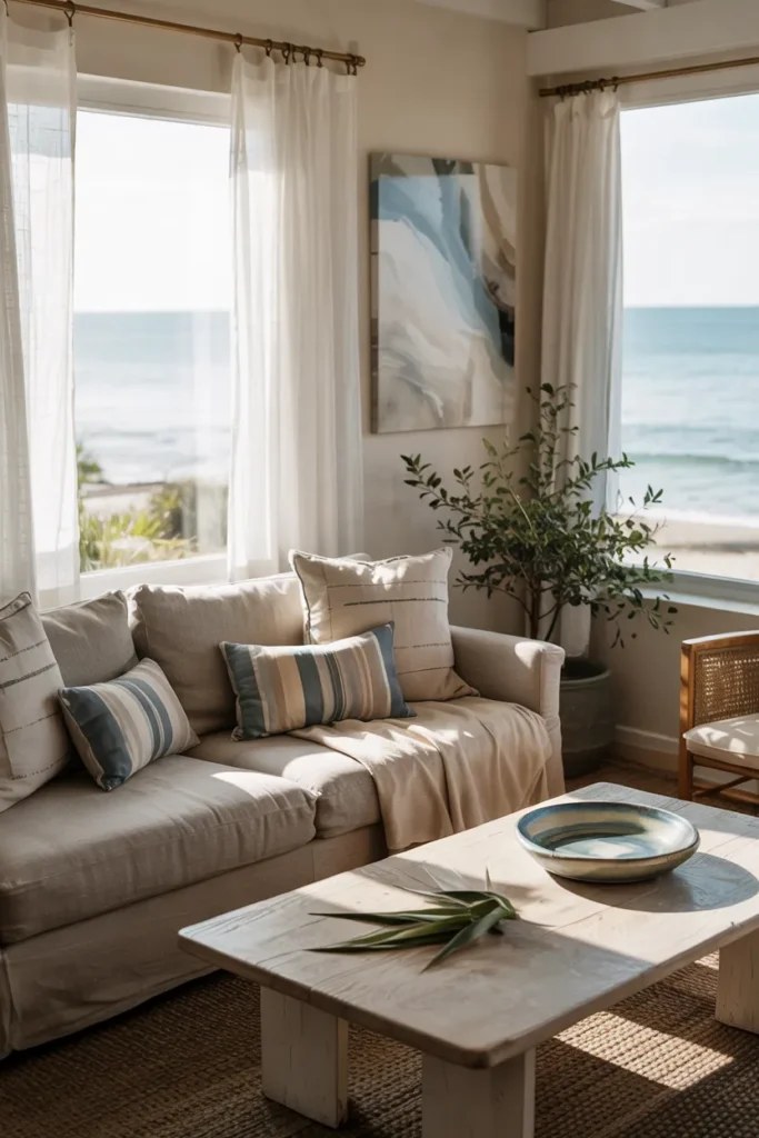 Lush houseplants enhancing a modern summer living room vibe