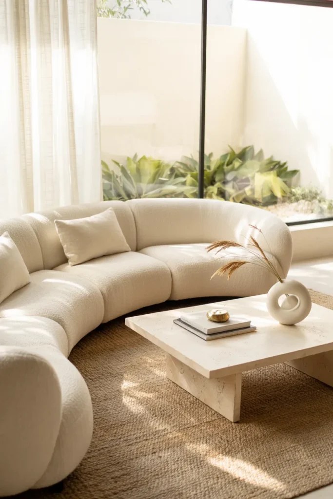 Lightweight curtains filtering sunlight in the living room
